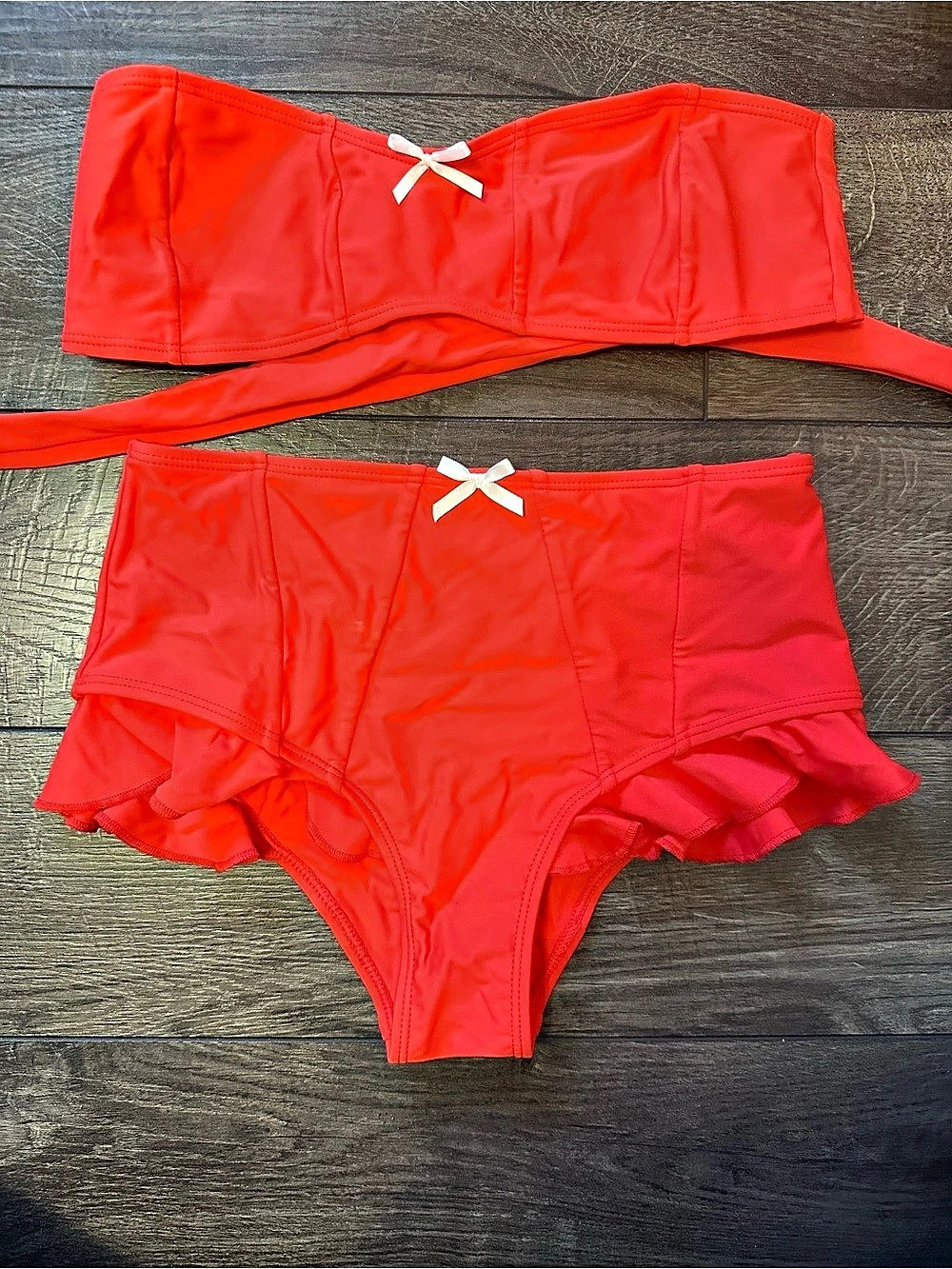 Strawberry Milk Mob Fitzgerald Bikini Set- Top & Bottom Red Small